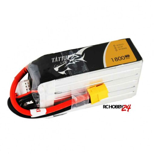 TATTU 1800mAh 22.2V 75C 6S1P Lipo Battery Pack - FPV Racing Multirotors - XT60 - Walkera - DJI - www.RcHobby24.com