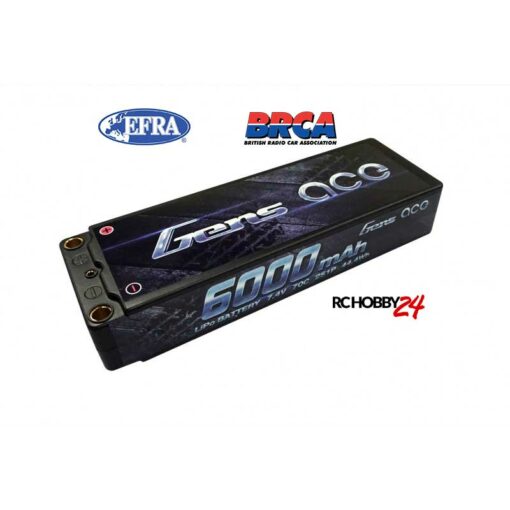 Gens ace 6000mAh 7.4V 70C 2S1P HardCase Lipo Battery 47# - DEAN-T - 1/8 & 1/10 RC Car Stock Racing - RcHobby24.com
