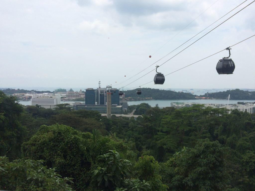 a picture of cable cars