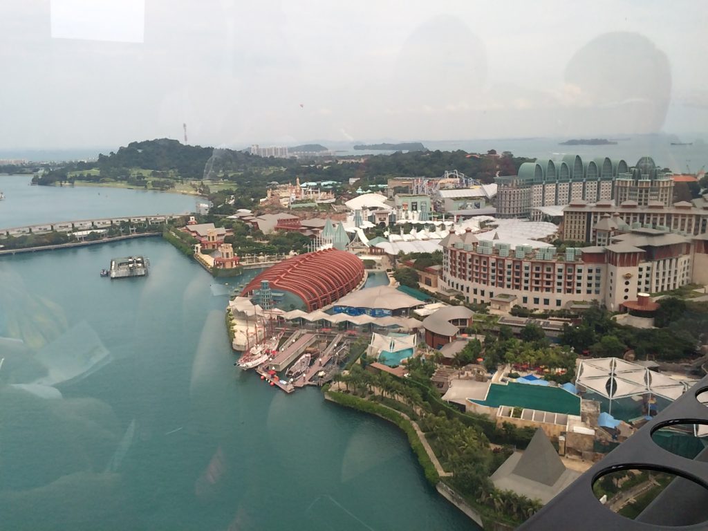 a picture of the view of Sentosa Island from the cable cars
