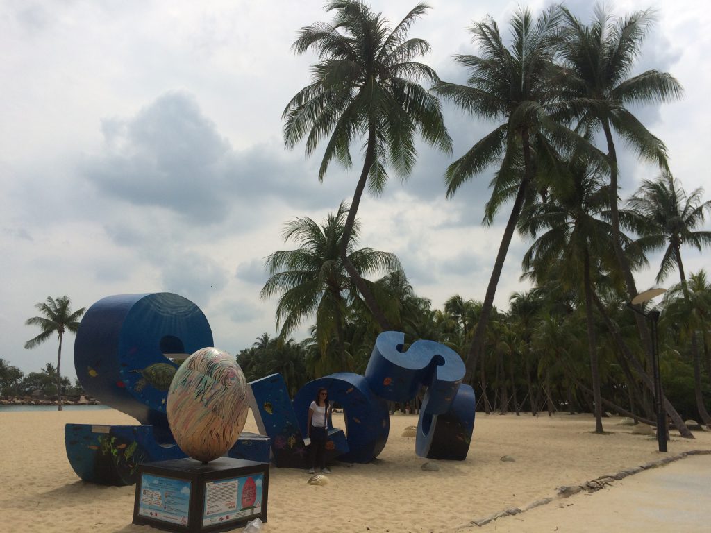 a picture of a sculpture at Sentosa Island