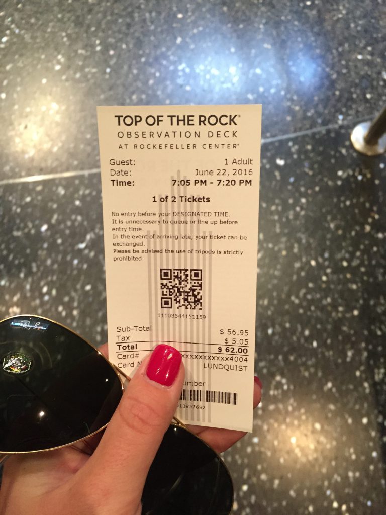 my ticket to the top of the rock