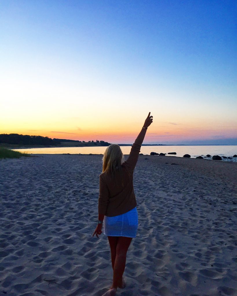 A picture of me at sunset at the Stranden på Österlen