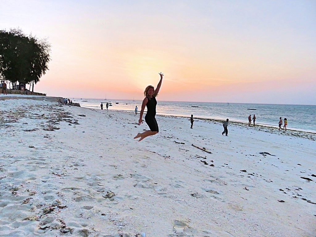 A picture of me jumping on a beach