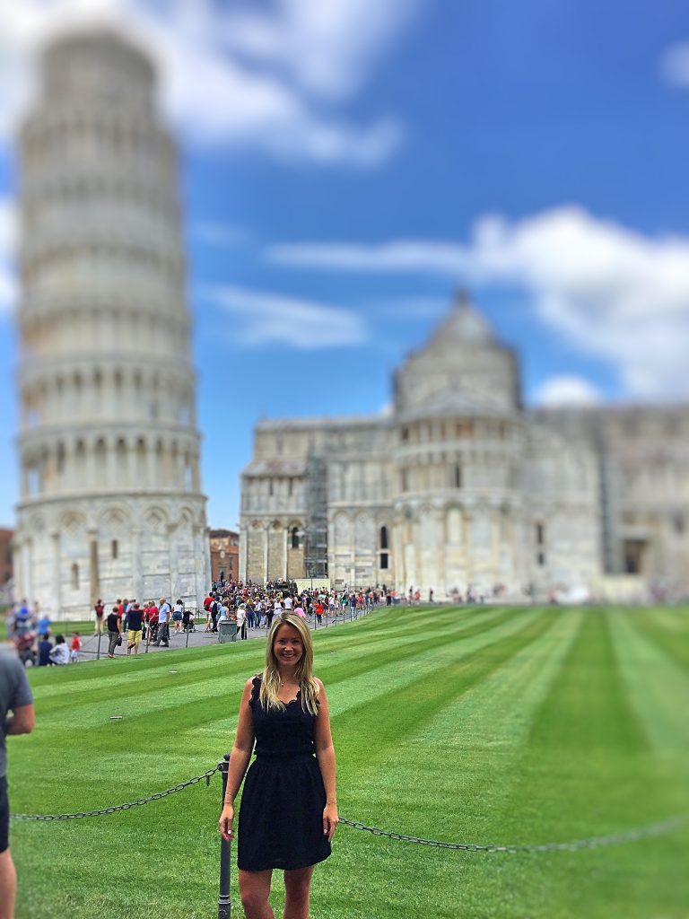 a picture of me at the tower in Pisa