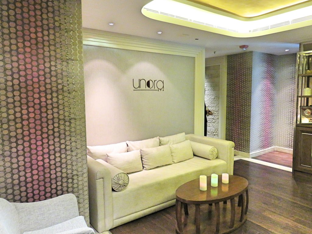 A picture of the seating lounge at the spa