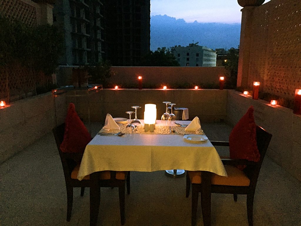Dinner table arranged for us on the roof