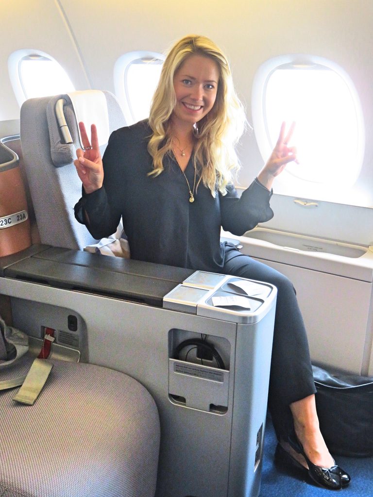 A picture of me in a different seat in Lufthansa A350 Business Class