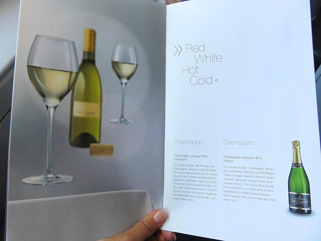 Wine and champagne menu