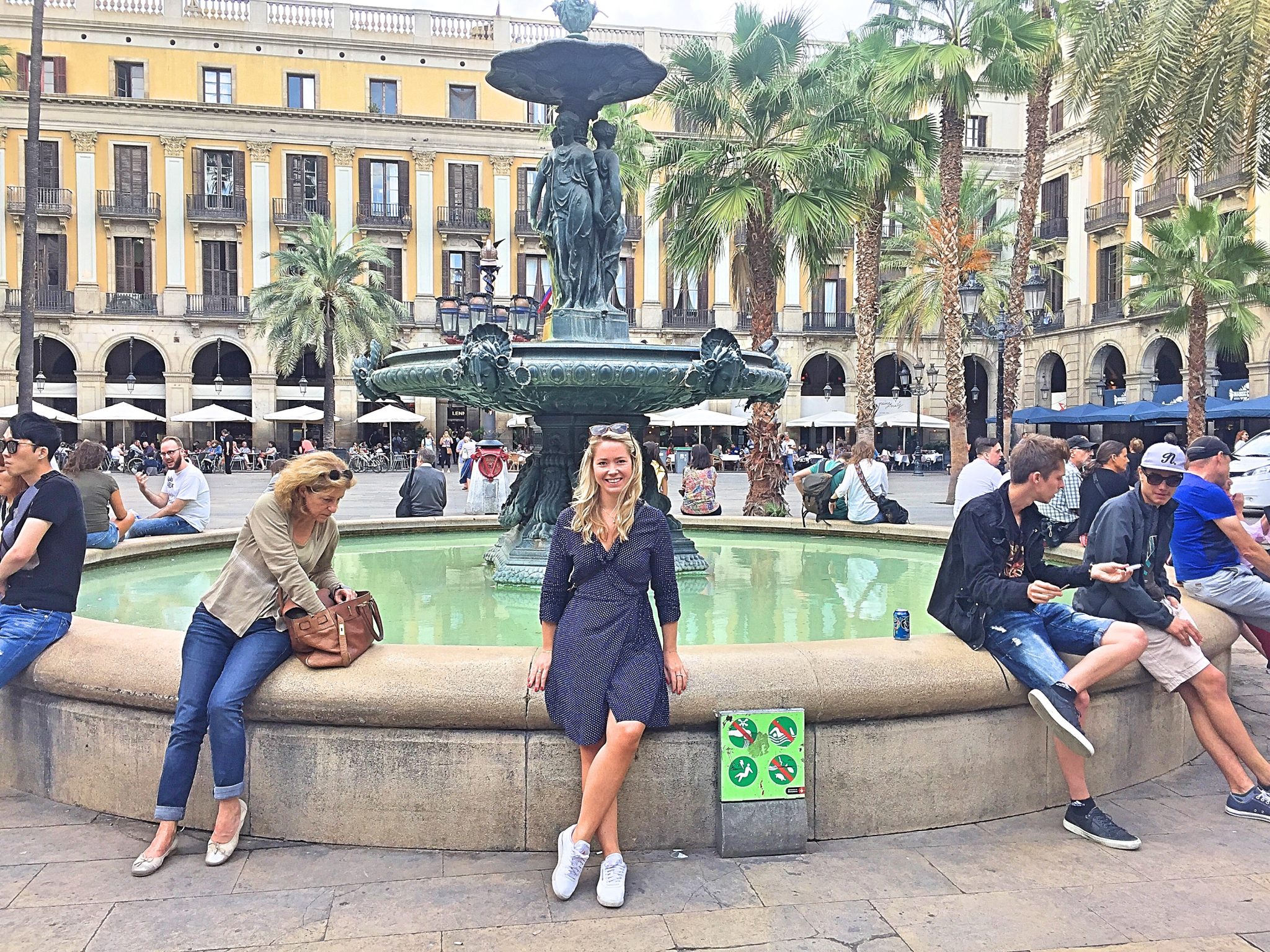 Me sitting again at the fountain in Barcelona Plaza