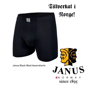Janus Black Wool boxer i komfortabel, ribbstickad merinoull.