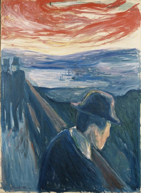 Estado de ánimo enfermo y desesperación en la puesta de sol, Edvard Munch. (1892)