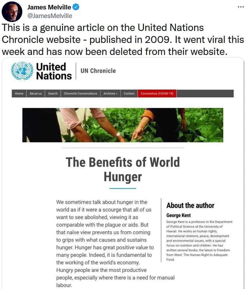 The Benefits of World Hunger