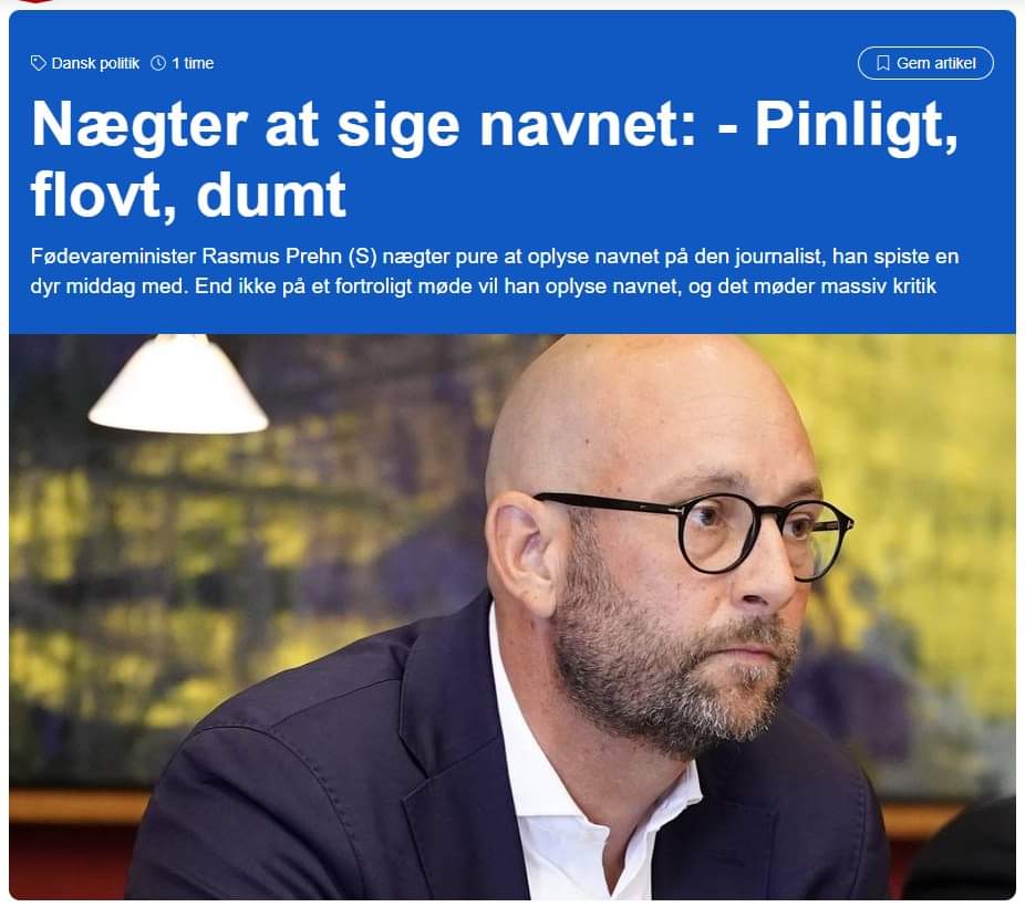 Rasmus Prehn nægter at sige navnet på den journalist, han spiste en dyr middag med