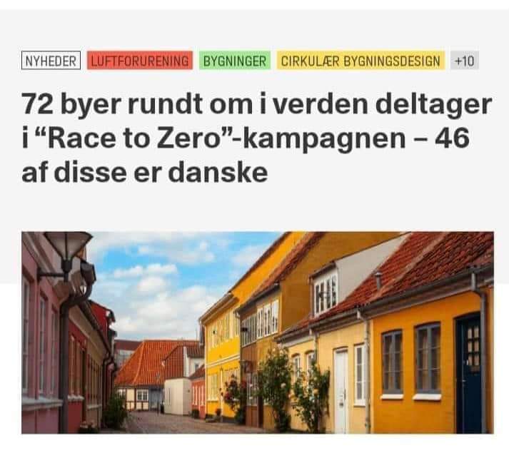 72 byer rundt om i verden deltager i “Race to zero”-kampen – heraf 46 danske!