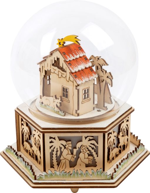 LG 11389 light up manger snow globe with music box 3 2