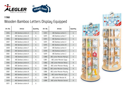 small foot Display med Monster Bogstaver (208 stk), Bambus - Image 3