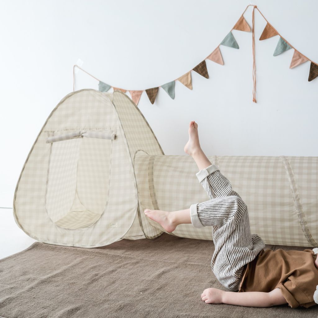 3 Sprouts Telt- og tunnel Sæt, Gingham beige 5 3 Sprouts Telt- og tunnel Sæt, Gingham beige - Billede 5