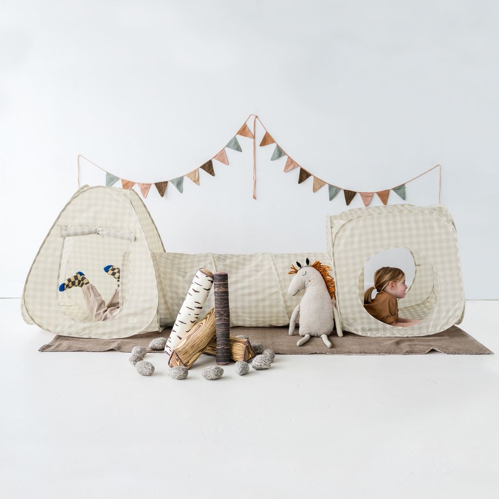 3 Sprouts Telt- og tunnel Sæt, Gingham beige 3 3 Sprouts Telt- og tunnel Sæt, Gingham beige - Billede 3