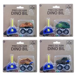Pres og kør dino bil 4-asst