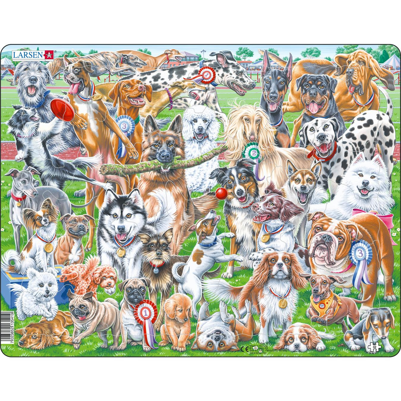 Puslespil Glade hunde - 32 brikker, Maxi (36,5x28,5cm) 1 Puslespil Glade hunde - 32 brikker