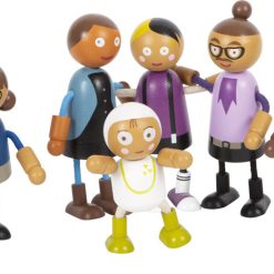Bending dolls family with baby