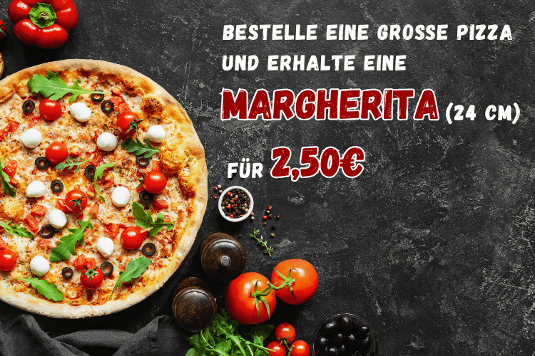 Spezial: Große Pizza bestellen & eine Margherita für nur 2,50€