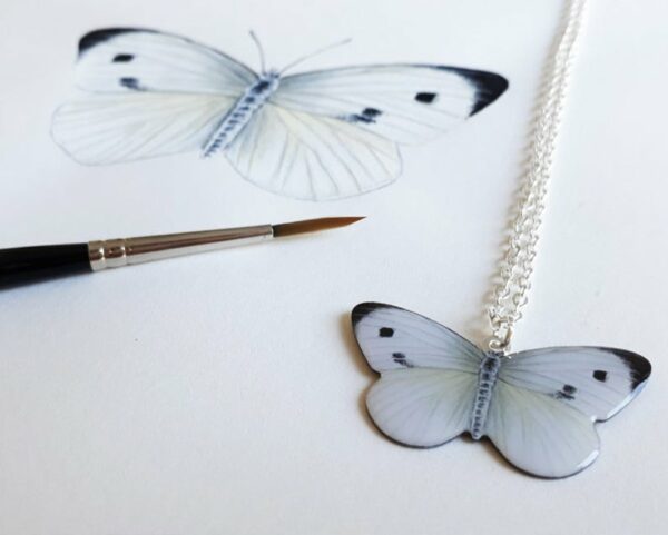 White Butterfly Necklace - Image 2