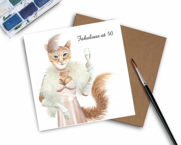 50th Birthday Card Cats