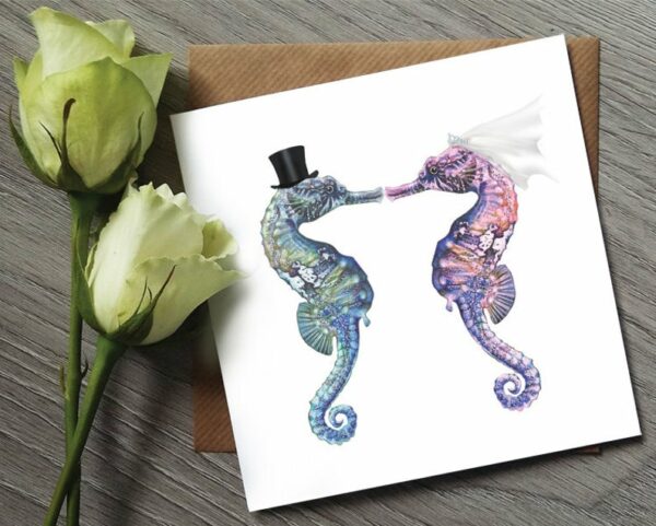 Seahorse Wedding Card