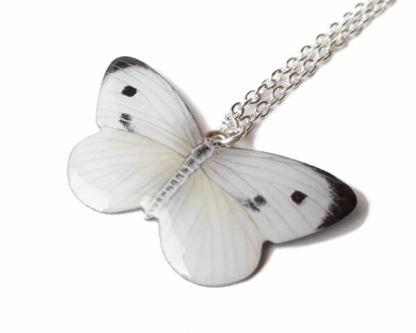 White Butterfly Necklace