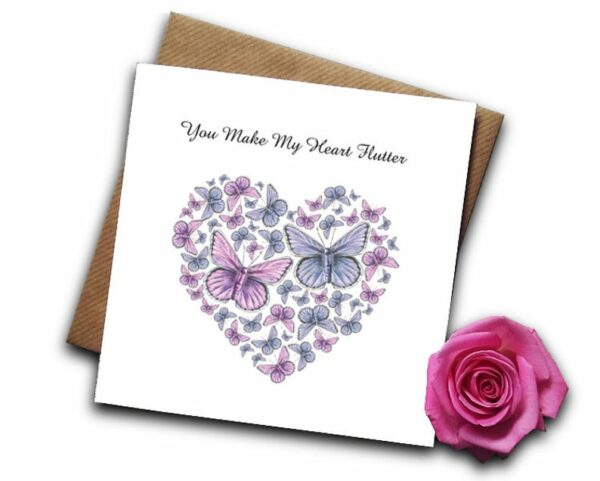 Butterfly Valentine Day Card - You Make My Heart Flutter