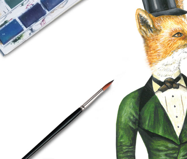 Fox watercolour painting