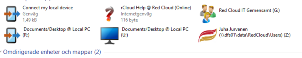 En beskrivning av vad de olika ikonerna betyder i molntjänsten rCloud Office