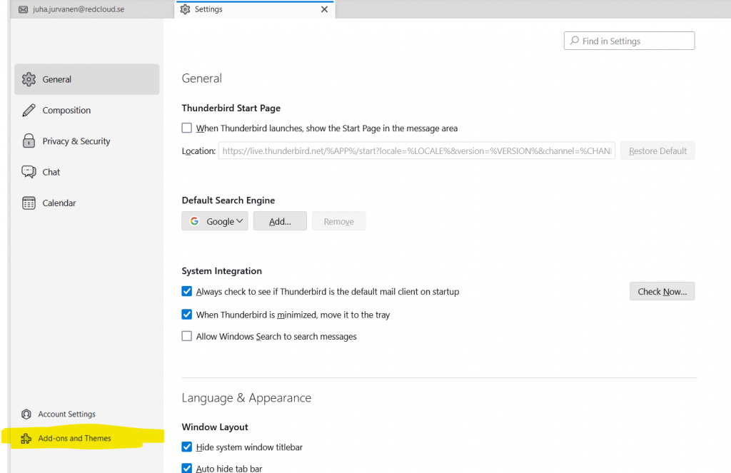 Konfigurera Mozillla Thunderbird och OWL for Exchange mot molntjänsten rCloud Office