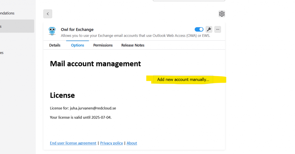 Konfigurera Mozillla Thunderbird och OWL for Exchange mot molntjänsten rCloud Office