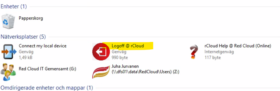 Att logga ur molntjänsten rCloud Office