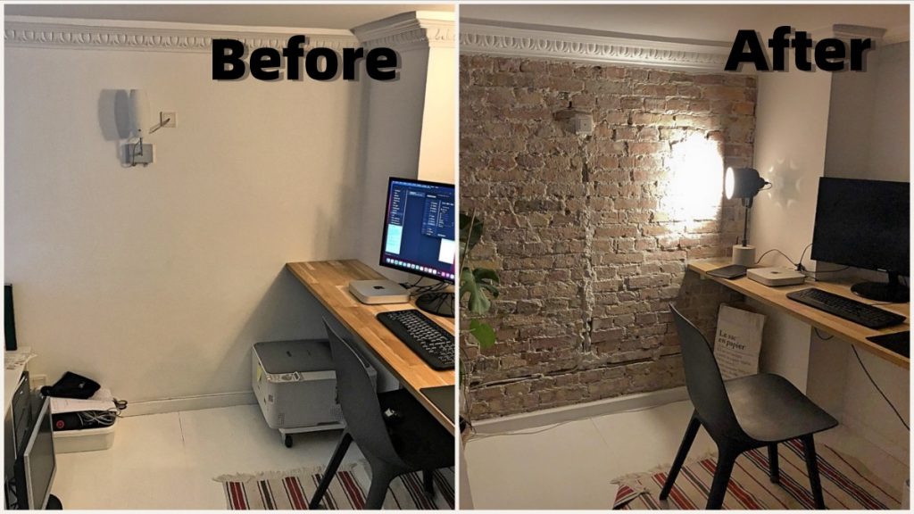 DIY Brick Wall - Before-after