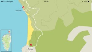 Campen auf Korsika Karte Nonza