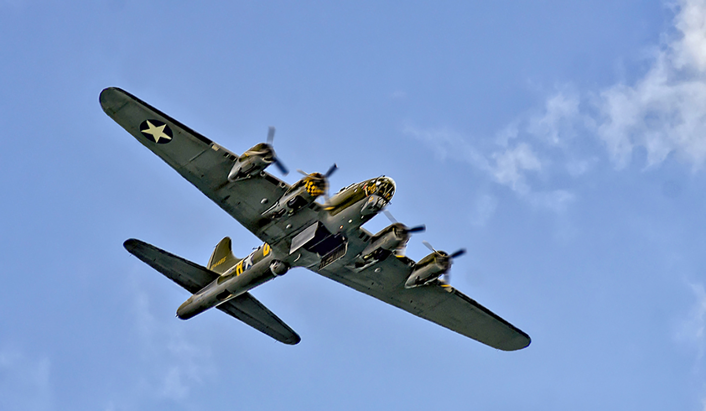 a B17 Bomber flying over Bournmouth