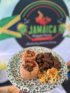 Oxtail with Rice & Peas and Cabbage