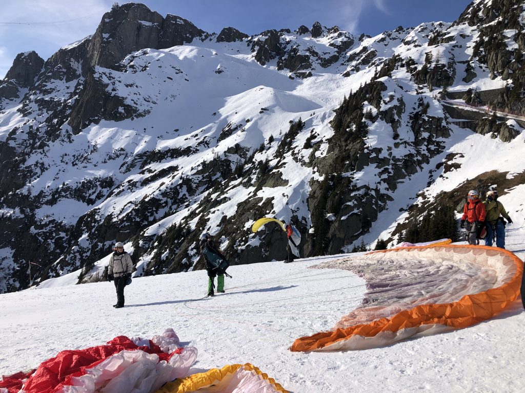 Getting ready to paraglide in France