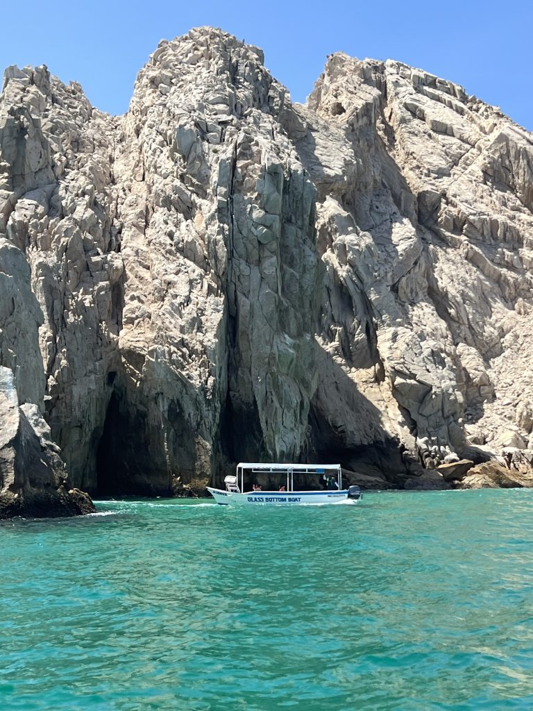 Rock formations and boat at Lands End