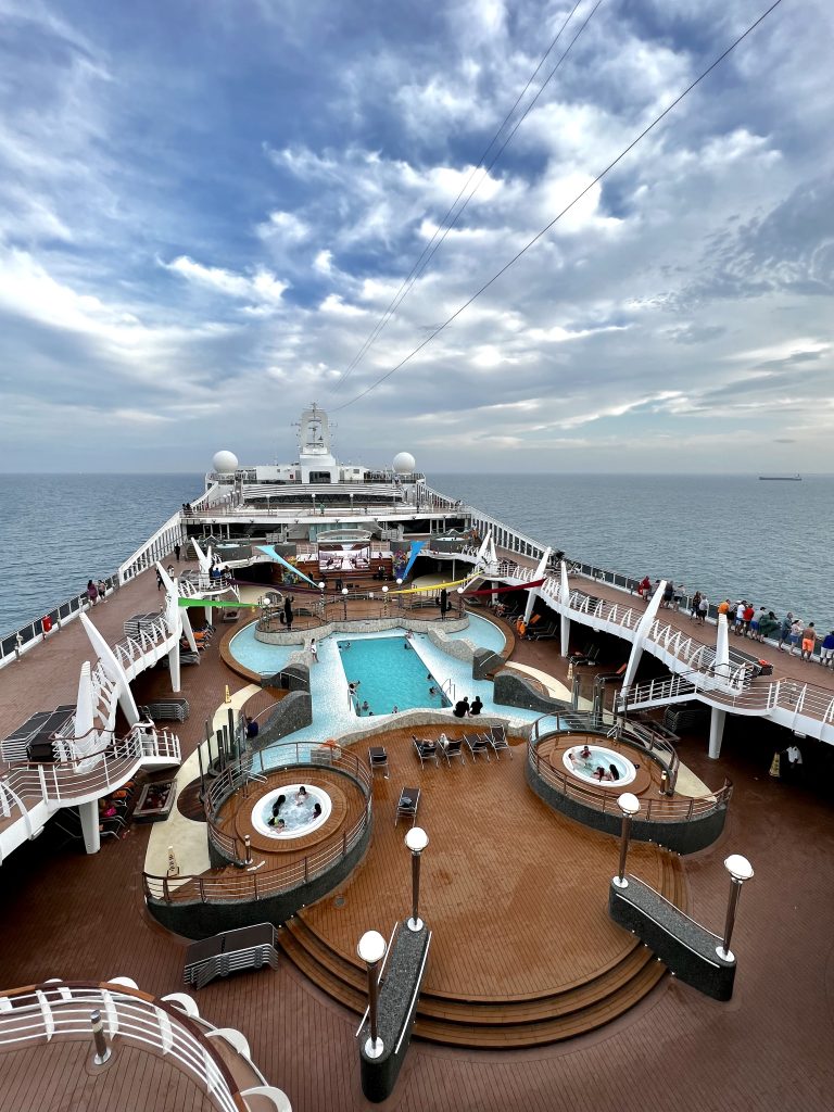 A view from above of the cruise ship MSC Divina