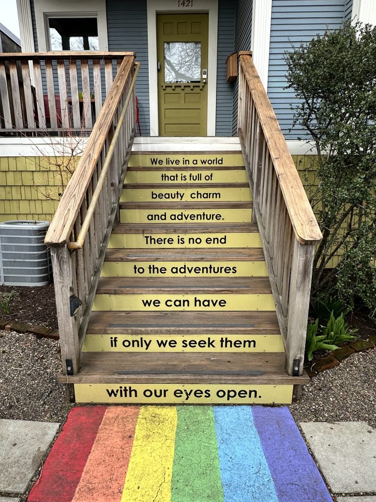 Staircase mural in Alberta Arts district in Portland as a visual to the effect of a life audit.