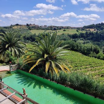 Ausblick auf den Pool unserer Unterkunft in der Toskana