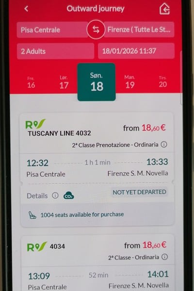 trenitalia app tog i italien