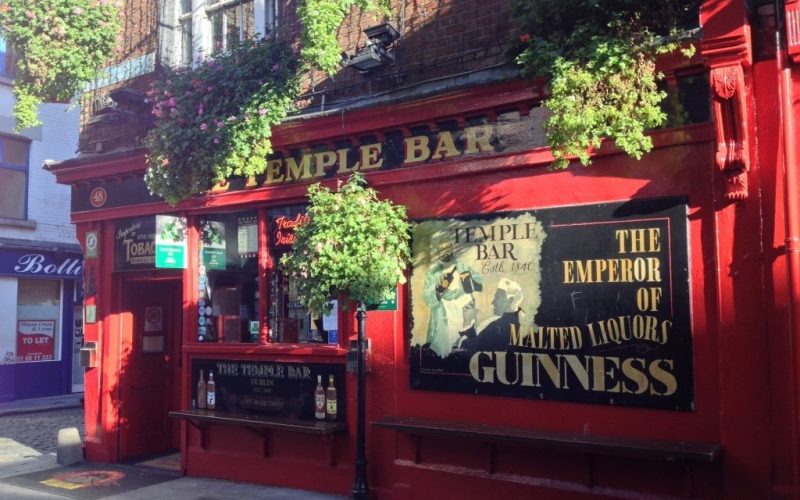 Dublin Temple Bar hvor man kan høre musikken