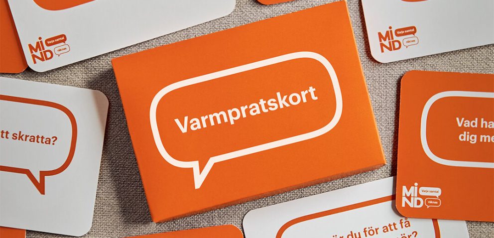 En orange ask med texten Varmpratskort