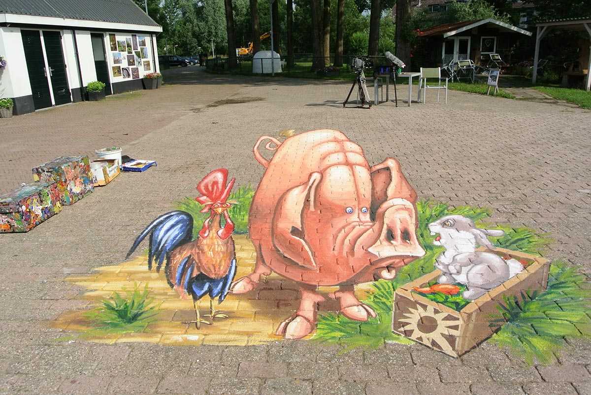 3D Streetpainting 3D Pig RTL Boulevard